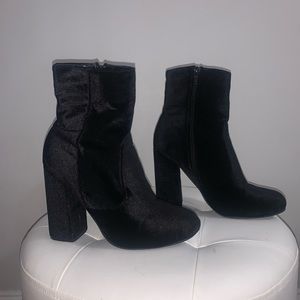 AKIRA Black Velvet Booties
